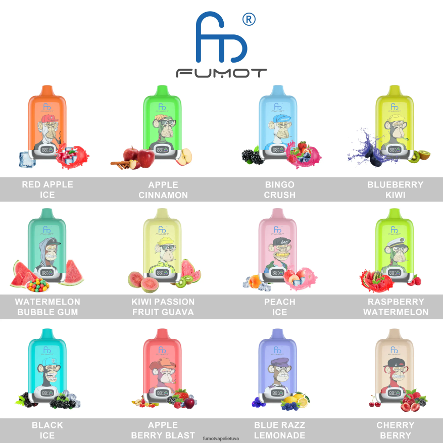 Fumot Digital Box 12 000 20 ml vienkartinių vape pod - (1 vnt.) dr mėlyna 4F628J127 Fumot Flavors