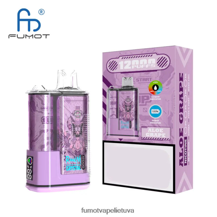 Fumot Crystal 12000 vienkartinė vape dėžutė - 20ml (1 vnt.) mėlynas razz ledas 4F628J257 Fumot Flavors