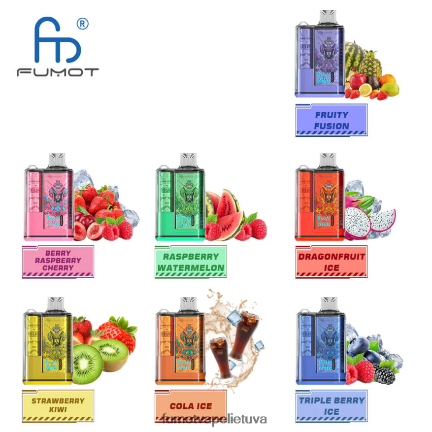 Fumot Crystal 12000 vienkartinė vape dėžutė - 20ml (1 vnt.) mėlynas razz ledas 4F628J257 Fumot Flavors