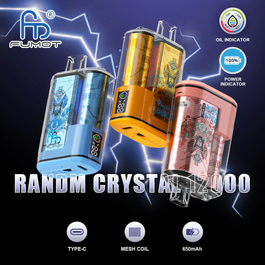 Fumot Crystal 12000 vienkartinė vape dėžutė - 20ml (1 vnt.) mėlynas razz ledas 4F628J257 Fumot Flavors