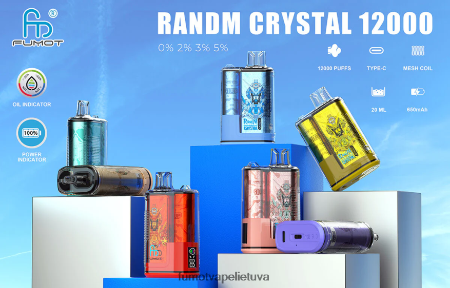 Fumot Crystal 20ml 12000 vienkartinė vape dėžutė (1 vnt.) arbūzų ledas 4F628J286 Fumot Vape Sale