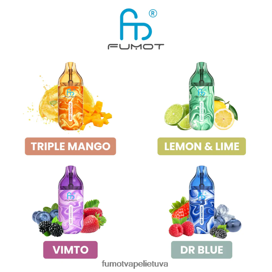 Fumot Volcano 600 tpd suderinamas vienkartinis garintuvas - 2 ml (3 dalių rinkinys) braškinis arbūzas 4F628J300 Fumot Vape Flavours