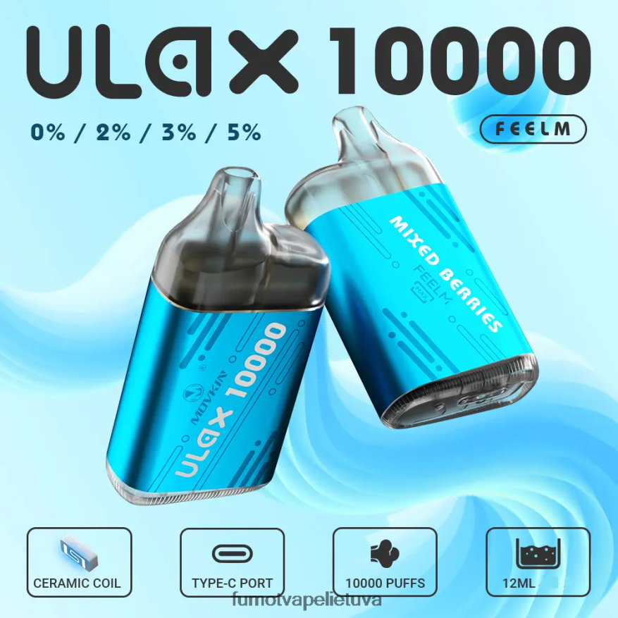 Fumot Movkin Ulax 10000 vienkartinių vape pod - 12ml (1 vnt.) braškių ledų 4F628J314 Fumot Vape Price