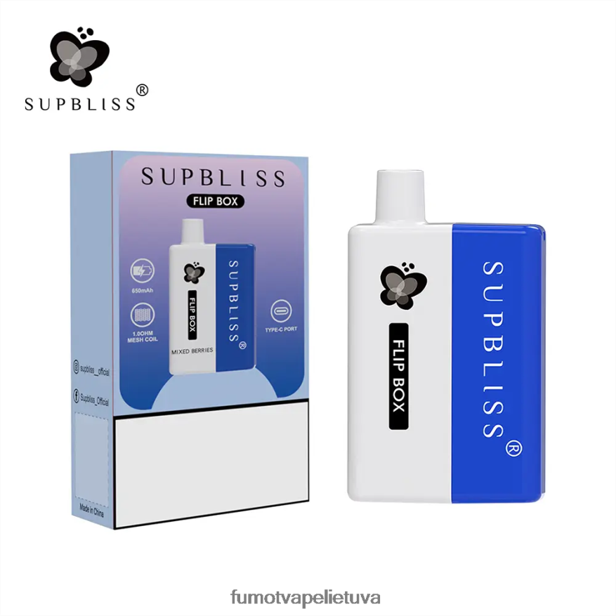 Fumot Supbliss Flip box 6000 keičiamas vape rinkinys - 10ml (1 vnt.) mėlynių aviečių 4F628J332 Fumot Vapes