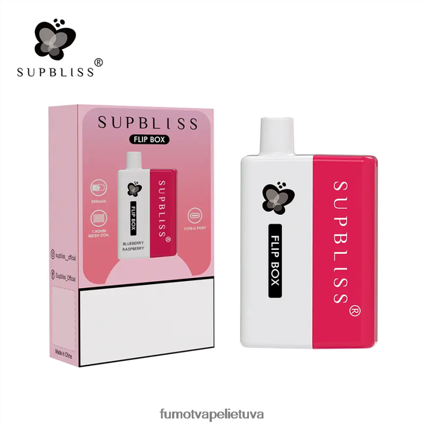 Fumot Supbliss Flip box 6000 keičiamas vape rinkinys - 10ml (1 vnt.) mėlynių aviečių 4F628J332 Fumot Vapes