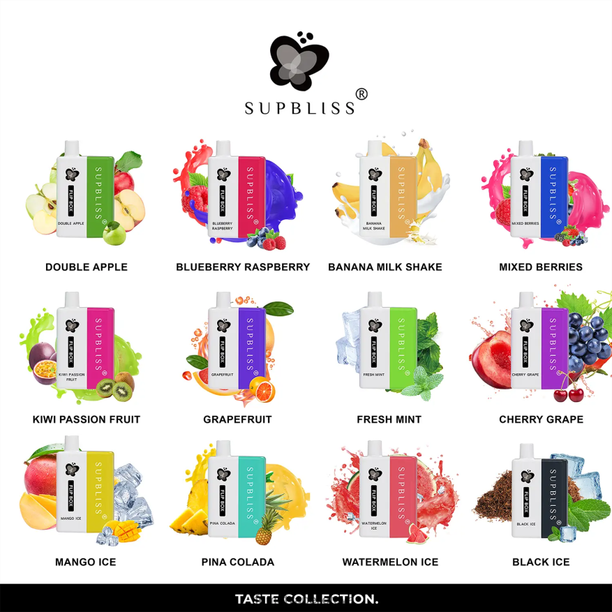 Fumot Supbliss Flip box 6000 keičiamas vape rinkinys - 10ml (1 vnt.) vyšnių vynuogių 4F628J333 Fumot Vape Online Shop