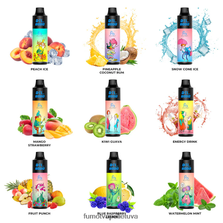 Fumot DTL 8000 vienkartinis vape rašiklis - 16 ml (1 vnt.) ananasų kokoso romas 4F628J423 Fumot Vape Online Shop