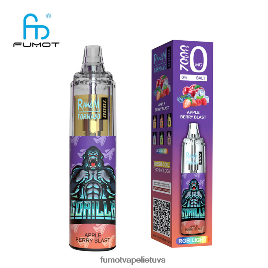 Fumot Tornado 0% 7000 14 ml vienkartinis tušinukas (1 vnt.) persikiniai mėlynių saldainiai 4F628J526 Fumot Vape Sale