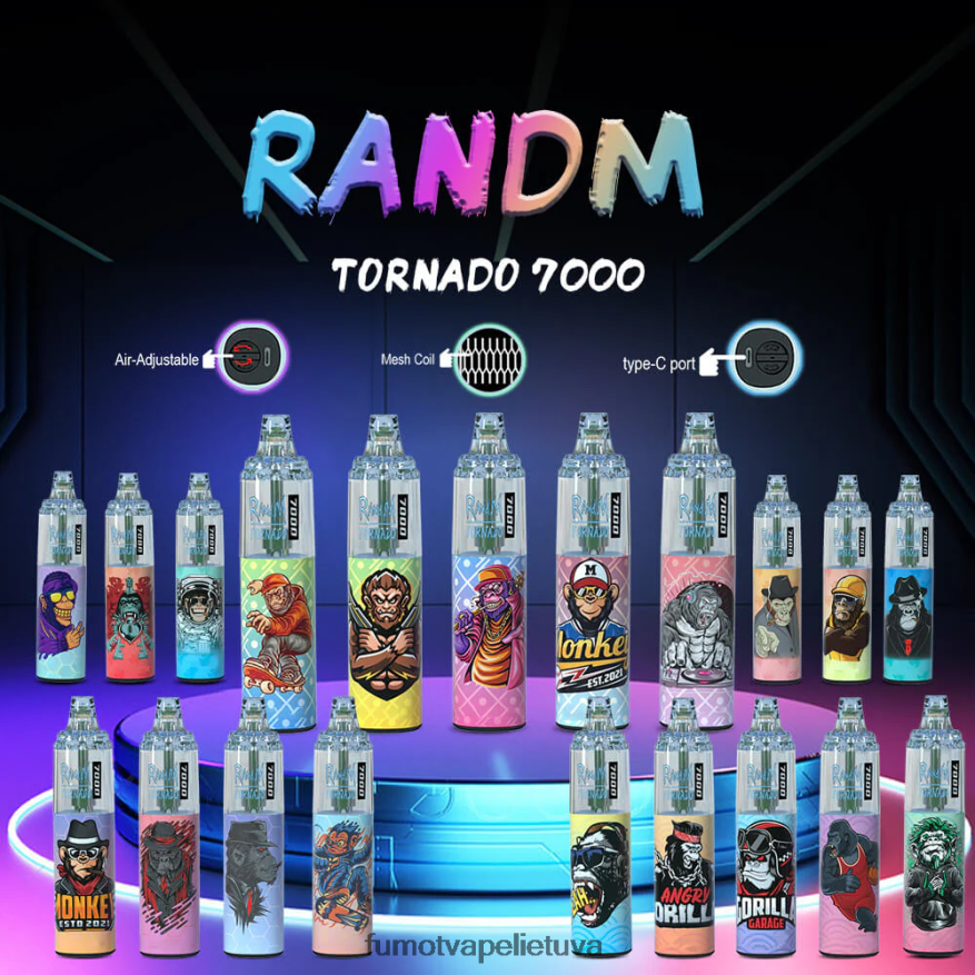 Fumot Tornado 14 ml (1 vnt.) 7000 vienkartinis vape rašiklis braškių arbūzų limonadas 4F628J105 Fumot Vape Review