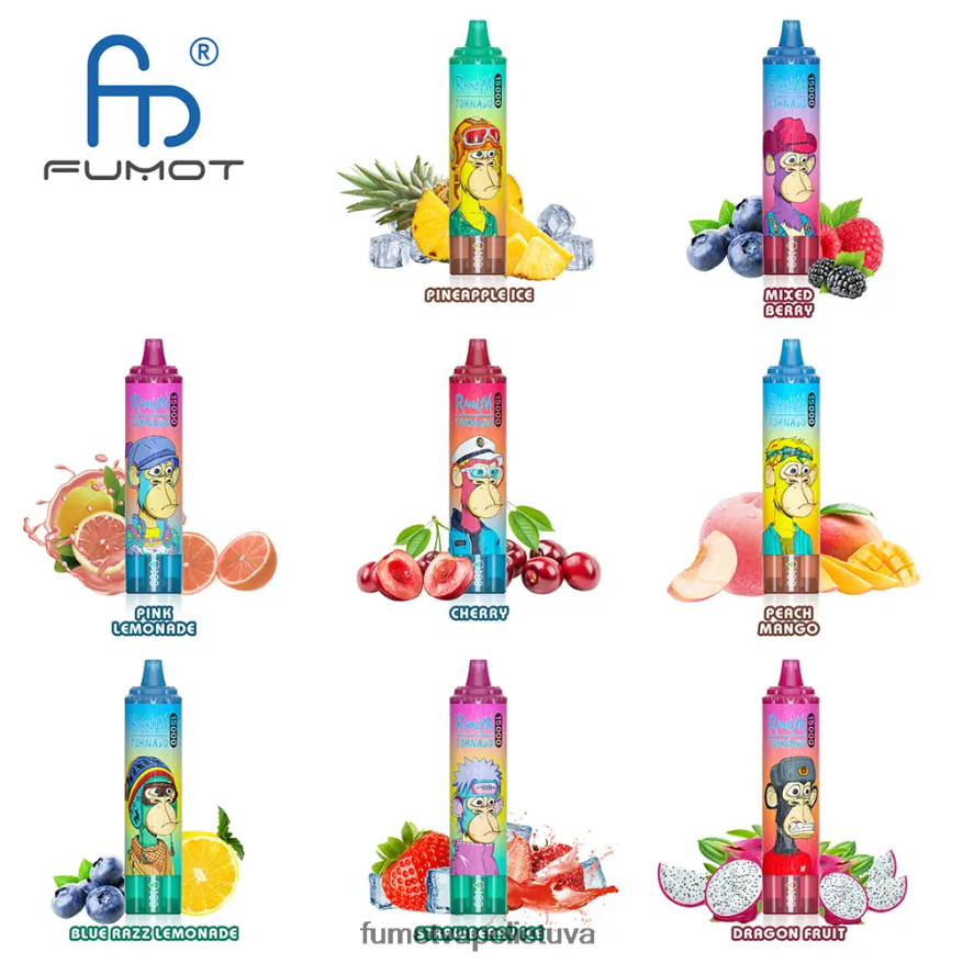 Fumot Tornado 15 000 vienkartinių garų 25 ml (1 vnt.) melsvųjų aviečių 4F628J167 Fumot Flavors