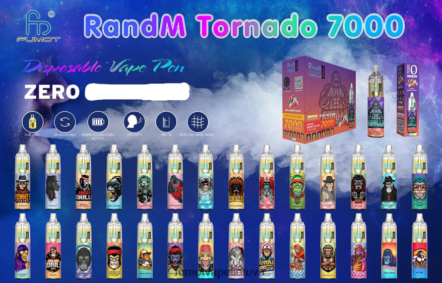 Fumot Tornado 7000 vienkartinis vape rašiklis 0% - 14ml (1 vnt.) braškių kivi 4F628J542 Fumot Vapes