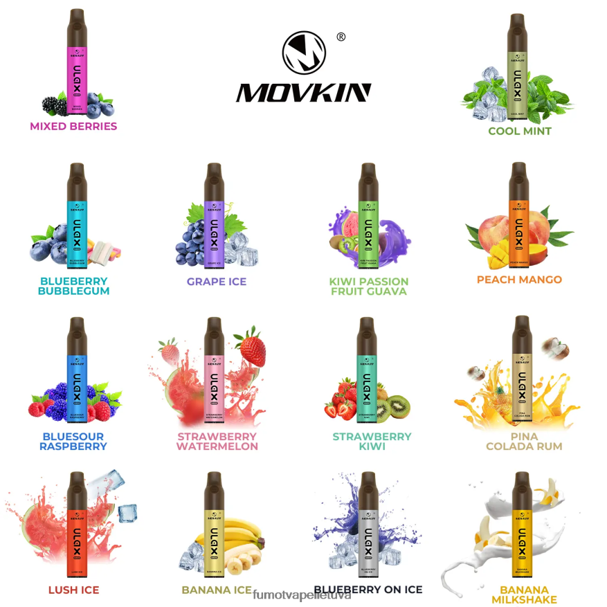 Fumot Movkin Ulax 6800 vienkartinis vape, keraminė ritė - 8ml (1 vnt.) bananų ledas 4F628J316 Fumot Vape Sale