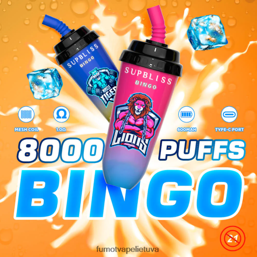 Fumot Supbliss Bingo 16 ml 8000 vienkartinis vape pod prietaisas (1 vnt.) arbūzas 4F628J412 Fumot Vapes