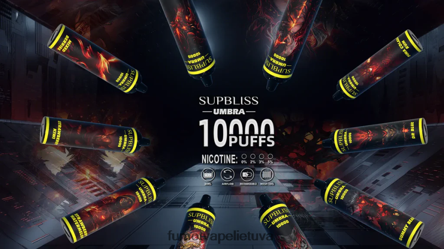 Fumot Supbliss Umbra 10000 (1 vnt.) vienkartinis vape rašiklis - 20ml braškių kivi 4F628J483 Fumot Vape Online Shop