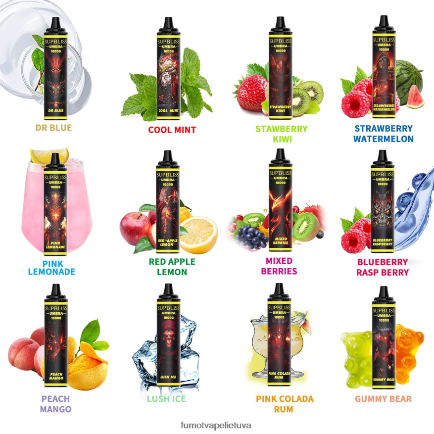 Fumot Supbliss Umbra 10000 (1 vnt.) vienkartinis vape rašiklis - 20ml dr. mėlyna 4F628J477 Fumot Flavors