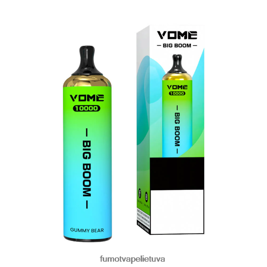 Fumot Vome Big Boom vienkartinis vape rašiklis 10000 - 20ml (1 vnt.) braškių arbūzų ledukai 4F628J446 Fumot Vape Sale